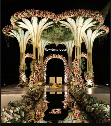 Mountain Top Wedding Setup and Floral Mandap Stage